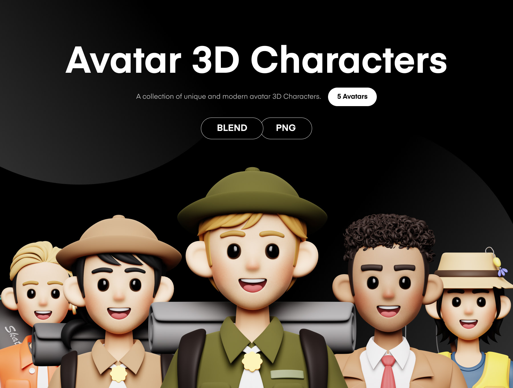 3D角色头像 Avatar 3D Character blender格式-插画-到位啦UI